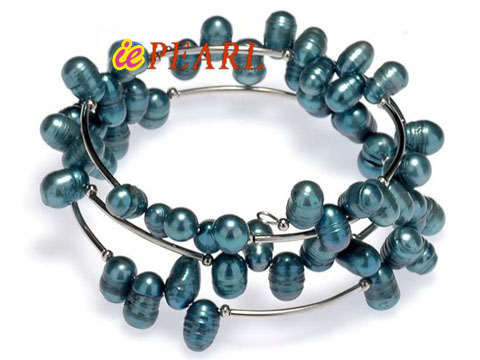 Wholesale multi strands bracelets wholesale, peacock blue pearls