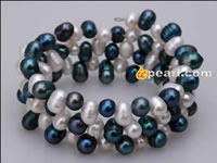 6-7mm white & peacock mixed pearl bracelet wholesale