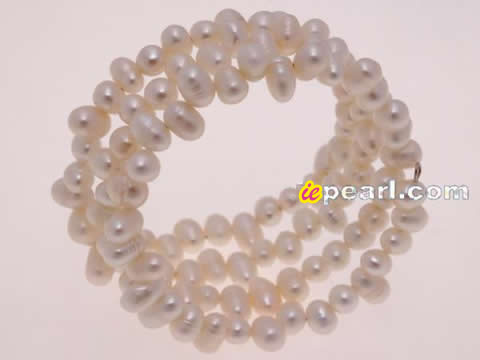 Wholesale 6-7mm sider-drill freshwater pearl bangle bracelet