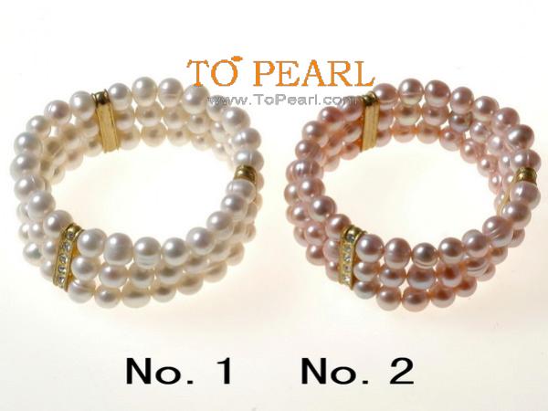 Wholesale clearance elastic pearl bracelet in triple row
