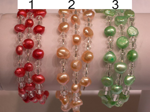 Wholesale 6-7mm pearl bracelet with crystal beads