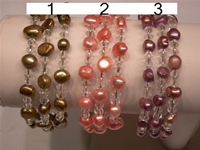 6-7mm smooth on both side pearl bracelet with crystal beads
