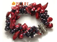 Wholesale 7*10mm wine red blister pearls bracelet in low price