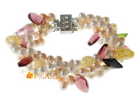 three rows twisted colorful freshwater pearl bracelet wholesale