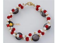 Wholesale 11mm blue shell bracelet with 3-4mm pearls online