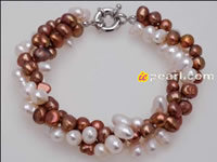 Wholesale three strands twisted freshwate pearl bracelet