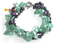 Three rows twisted freshwater pearl bracelet wholesale