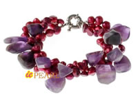 Wholesale 6-7mm red smooth-on-both-side pearls bracelet