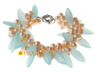 Wholesale 6-7mm pink top-drilled pearl bracelet in low price