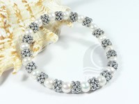 Wholesale elastic FW pearl bracelet with antique bronze fittings