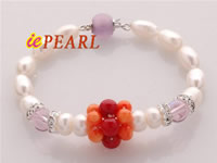 wholesale knitted coral flower freshwater pearl bracelet