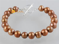 Hand knotted 7-8mm copper color potato pearl bracelet wholesale