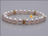 Premium AAA 7.5-8mm white pearl elastic bracelet wholesale