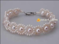 Hand braid 7-8mm AAA pearl wedding bracelet wholesale