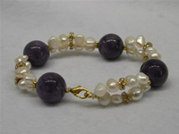 Wholesale 16mm amethyst bracelet with 7-8mm pearls