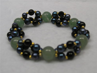Wholesale 5-6mm black freshwater bracelet with 6mm agate