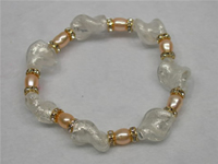 Wholesale 6-7mm pink rice pearls bracelet in low price