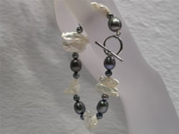 Wholesale 7*20 white Biwa pearls bracelet in low price