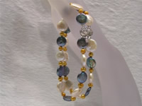 Wholesale two rows 12mm coin pearl bracelet in factory price