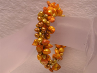 Wholesale triple strands twisted freshwater pearl bracelet