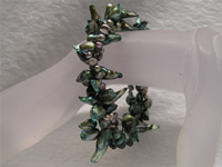 Wholesale 7*11mm old green blister pearl bracelet in low price