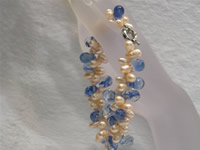 Two rows twisted 6-7mm pink top-drilled pearl bracelet wholesale
