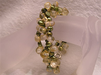 Wholesale 7-8mm old green smooth-on-both-side pearl bracelet