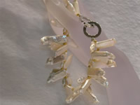 Wholesale two rows 8*18mm white quadrate Biwa pearl bracelet