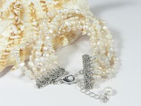 Wholesale five rows 4-5mm double shiny white pearl bracelet