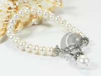 White freshwater pearl with alloy fittings bracelet wholesale