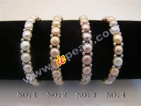 Wholesale Single row elastic genuine freshwater pearl bracelet