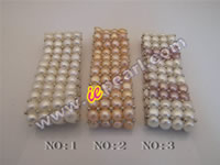 Four rows elastic knotted freshwater pearl bracelet in multicolo