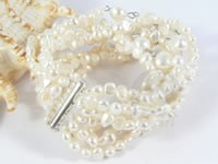 Wholesale 8-row white freshwater pearl bracelets