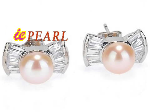 Wholesale 7-7.5mm Freshwater pearl earrings in different colors