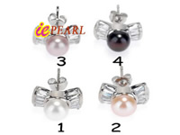 Wholesale 7-7.5mm Freshwater pearl earrings in different colors