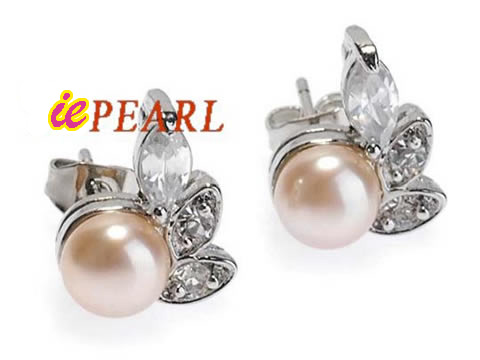 6-6.5mm Freshwater pearl earrings,different colors for choice