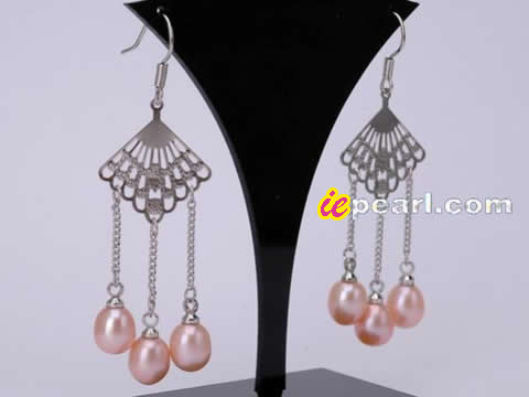 Tear droop freshwater pearl dangling earrings with different col