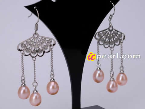 Freshwater pearl dangling earrings,different colors wholesale