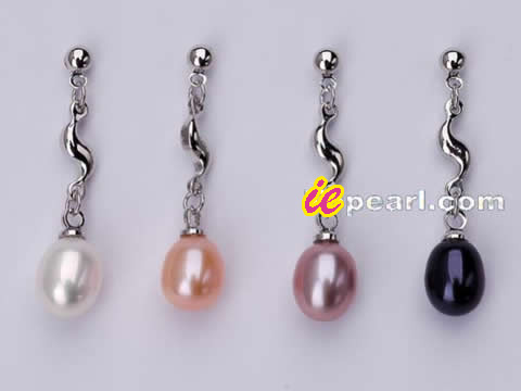 Wholesale freshwater pearl dangling earrings,different colors