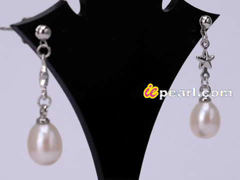 Freshwater pearl dangling earrings,different colors in wholesale
