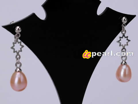 Wholesale freshwater pearl dangling earrings in multi-color