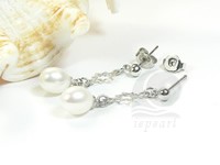Wholesale freshwater pearl dangling earrings in multi-color