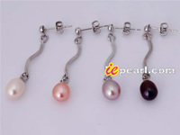 Freshwater pearl dangling earrings,different colors in low price