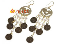 pearl earrings dangling with gold plated findings wholesale