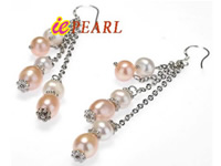 cultured pearl four fringes dangling earrings wholesale