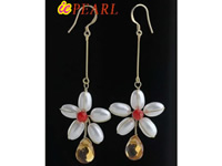 white rice pearl flower shape dangling earrings wholesale