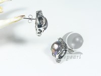 15*20mm black freshwater pearl earrings