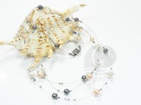 Wholesale freshwater pearl necklace & moving tin cup necklace