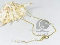Handcrafted tin-cup pearl golden color necklace wholesale