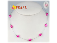 wholesale Tin Cup necklace with peach red nugget pearls